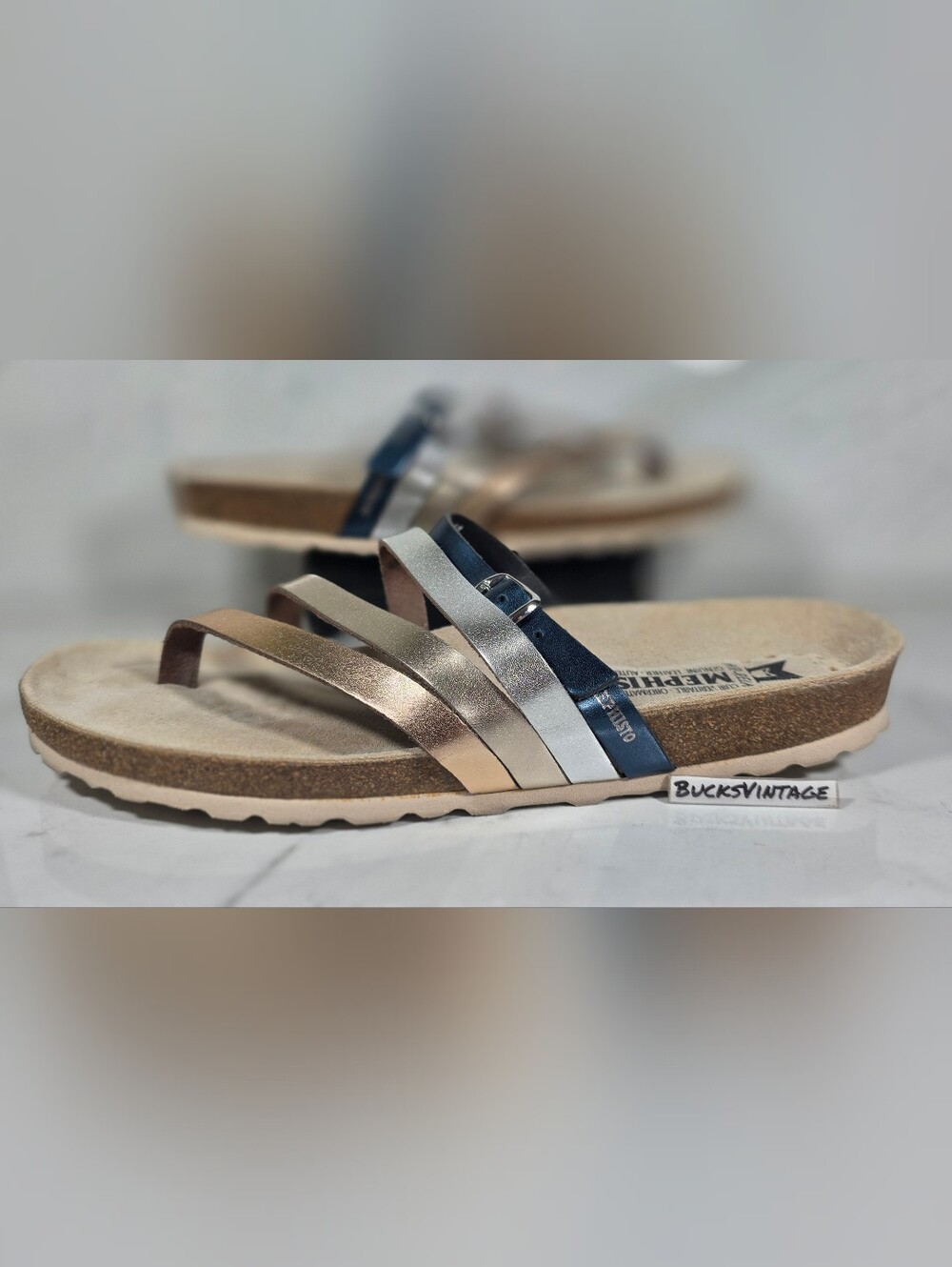 MEPHISTO Womens Sandals Strappy Metallic Huleda Style Metallic Straps Size 41 10